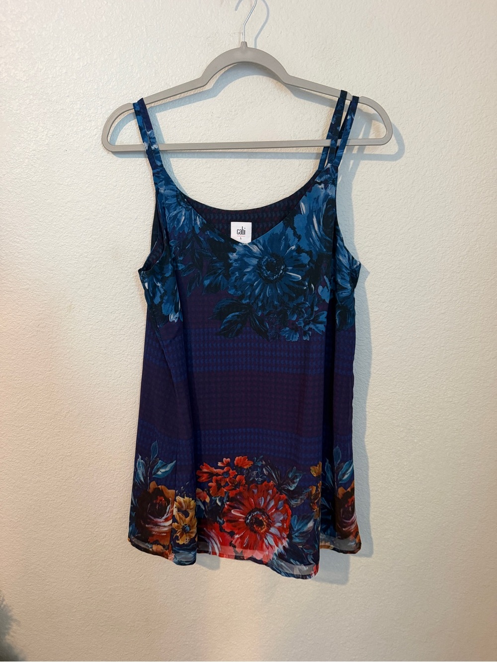 CAbi Navy & Blue Floral Double-Strap Tank
